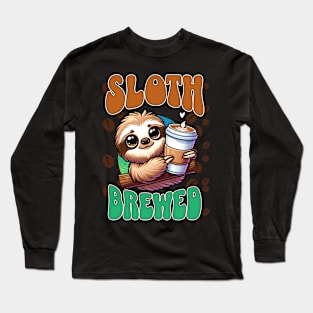 Sloth Brewed - Chilled Coffee Lover Animal design Long Sleeve T-Shirt